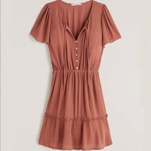 Abercrombie & Fitch Easy Waist Tiered Mini Dress in Terracotta | Medium